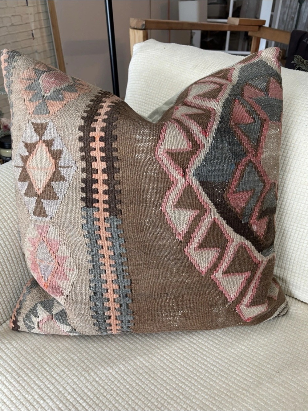 Turkish KILIM Pillow Cover 24” Square NEW!